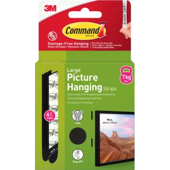 3M Command klisterremsa stor, 4 st, svart (7100337186)