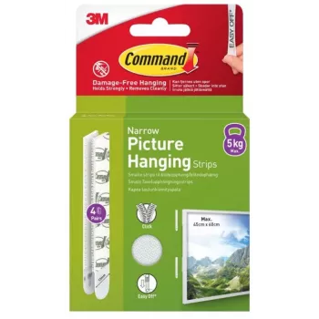 3M Command klisterremsa smal, 4 st, vit (7100337191)
