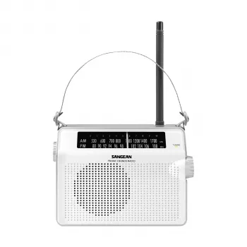 Sangean PR-D6 vit portabel AM/FM-radio med klocka och väckarklocka