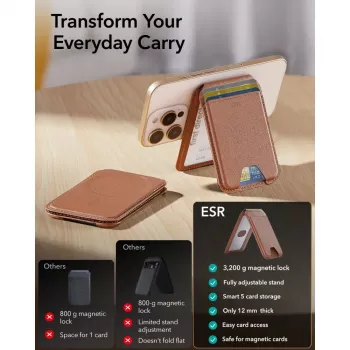 ESR Classic RFID Magnetic Wallet Stand MagSafe brun