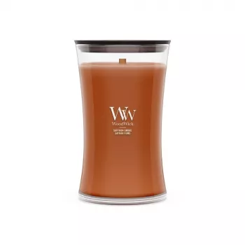 WoodWick Saffron Smoke stor timglas-glasljus 609,5g
