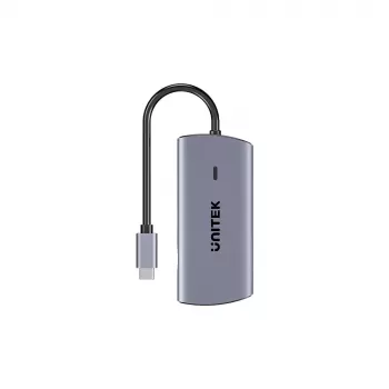 UNITEK USB-C 6-i-1 multiport-hubb | 3x USB-A 5Gbps | PD 100W | HDMI 4K@30Hz | RJ45 Gigabit Ethernet | Space Grey
