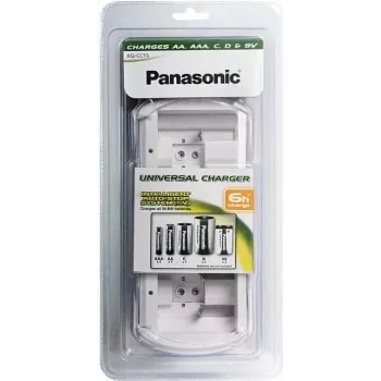 Panasonic BQ-CC15E/1B smart & snabb Ni-MH batteriladdare för AA & AAA, 4 fack, enskilda kanaler, AC 100-240V