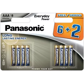 Panasonic Everyday Power AAA alkaliska batterier LR03 8-pack (6+2 gratis)
