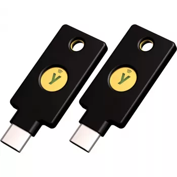YubiKey 5C NFC säkerhetsnyckel (svart/guld, 2-pack)