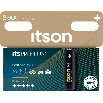 ITSON LR6IPR/8HH alkaliska AA-batterier, 8-pack, 1,5 V, lång hållbarhet, kvicksilverfria