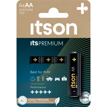 itson itsPREMIUM AA alkaliskt batteri, 4-pack (LR6IPR/4CP)