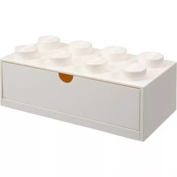 LEGO Brick 8 skrivbordslåda vit förvaringslåda med 8 knoppar