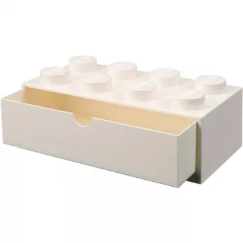 LEGO Brick 8 skrivbordslåda vit förvaringslåda med 8 knoppar