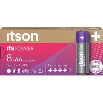 ITSON LR6IPO/8CB alkaliska AA-batterier (8-pack)