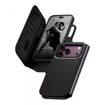 CARE by PanzerGlass Tango Flip Case för Apple iPhone 17 Pro Max - MagSafe-kompatibelt - veganskt läder - svart