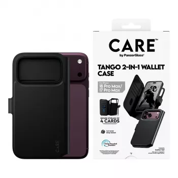 CARE by PanzerGlass Tango Flip Case för Apple iPhone 17 Pro Max - MagSafe-kompatibelt - veganskt läder - svart