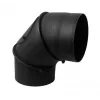 Skorstensrörböj 45/90° med inspektions-T-rör, 150 mm, svartstål