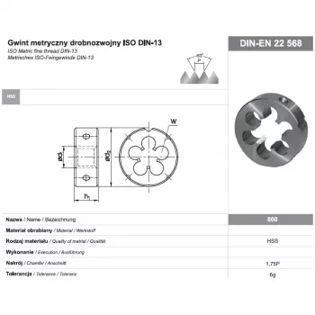 Rund gängsnittback M16x1 DIN-22568 (6g) HSS 800