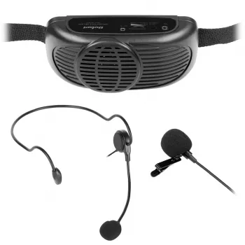 REBEL bärbart karaoke-mikrofonsystem med Bluetooth 5.0, 5W högtalare, röstförvrängare och LED-ljuseffekter | LEC-MIK0041