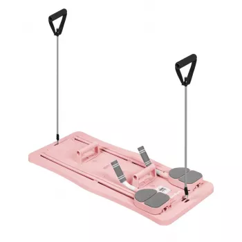 REBEL RBA-3069-PK 9-i-1 pilatesstångsset med motståndsband, dörrfäste, fotremmar och bärväska – rosa