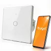 Qoltec 52715 smart Wi-Fi-touchljusbrytare, 1 kanal, härdat glas, vit, Tuya/Smart Life, timer, röststyrning