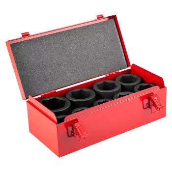 NEO TOOLS 1-tums mutterdragarhylsnyckelsats, 9-delar, 27-50 mm, Cr-Mo, DIN 3121