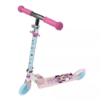 Disney Minnie Mouse 2-hjulig sparkcykel för barn, rosa, höjdjusterbar, hopfällbar, max 50 kg