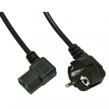 Akyga AK-PC-02A vinklad nätkabel, CEE 7/7 till IEC C13 90°, 1,5 m, svart