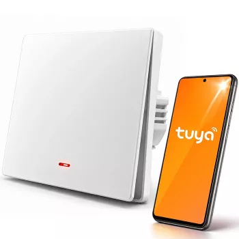 Qoltec 1-kanalig smart Wi-Fi ljusströmbrytare med timer, Tuya & Smart Life, vit