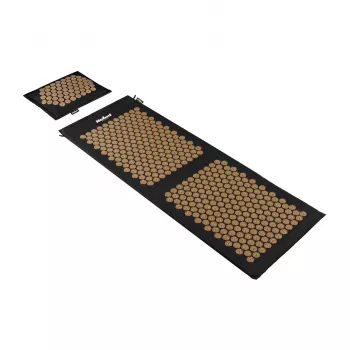 REBEL RBA-6013-GL ECO akupressurmatta med kudde, 130x50 cm, XXL, gyllene spikar
