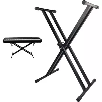 MOZOS KSX1 X-Type keyboardstativ för keyboards och digitalpianon, enkelbent stål, 25 kg belastning, 650–980 mm höjd, hopfällbart