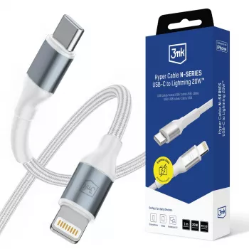 3mk Hyper Cable N-SERIES USB-C till Lightning 1 m 9V/2A 20W vit