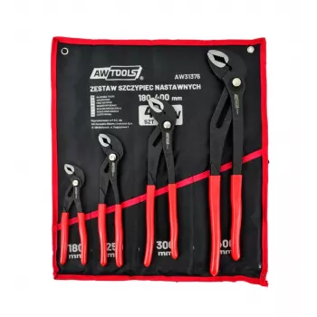 AWTOOLS 4-delat ställbart skiftnyckelset (7 inch, 10 inch, 12 inch, 16 inch) med kromvanadinstål och ergonomiska handtag