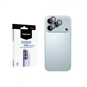 MyScreen Diamond Glass kameralinsskydd för Apple iPhone 17 Pro Max - 9H härdat glas, anti-fingeravtryck, bubbelfri installation, transparent
