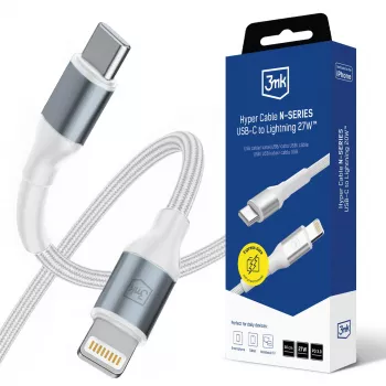 3mk Hyper Cable N-SERIES USB-C till Lightning 0,5 m PD 3.0 9V/3A 27W vit