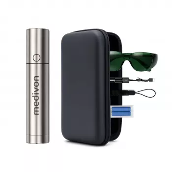 MEDIVON Lumix kompakt LED-ljusterapilampa, 5 våglängder 460–900 nm, 5-minuters timer, Li-jonbatteri, silver