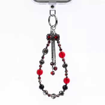 Crong Phone Charm Lanyard Red Bow – Universal Anti-Loss Wrist Strap for Smartphones