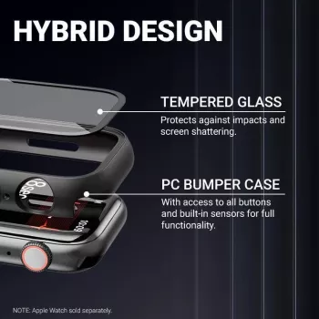 Crong Hybrid Watch Case with Tempered Glass for Apple Watch 40mm - Clear