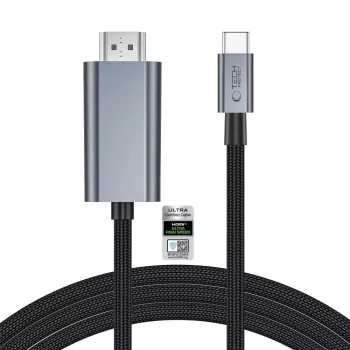 TECH-PROTECT ULTRABOOST kabel USB-C till HDMI 2.1 8K 60Hz 200cm järngrå