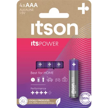 ITSON LR03IPO/4CP alkaliska AAA-batterier, 1,5 V, 4-pack blister