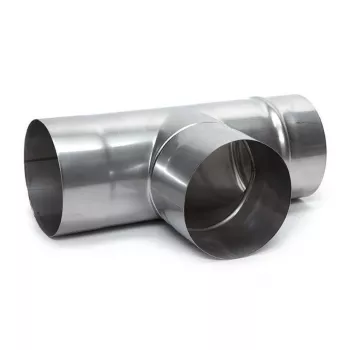 Förzinkat stål skorstensdrag T-rörskoppling 107mm x 160mm 90°