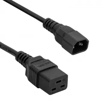 Akyga AK-UP-02 serverförlängningskabel IEC C14 till IEC C19, 3 x 1 mm², 1,8 m, svart