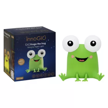 INNOGIO GIOFROGO groda LED-nattlampa GIO-165 - uppladdningsbar silikonlampa med touchstyrning, 7 färger, timer