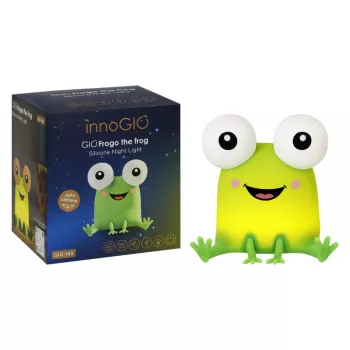 INNOGIO GIOFROGO groda LED-nattlampa GIO-165 - uppladdningsbar silikonlampa med touchstyrning, 7 färger, timer