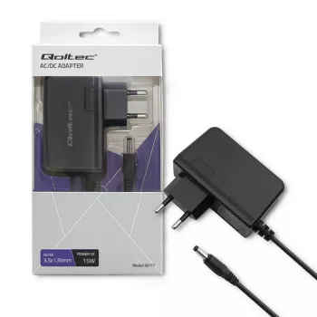 Qoltec 15W 5V 3A AC/DC-nätadapter med 3,5x1,35mm hålkontakt