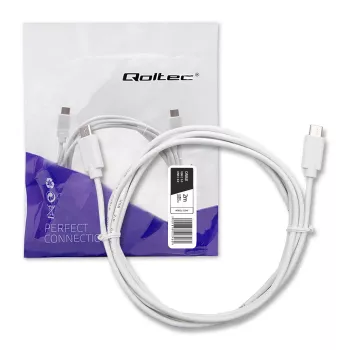 Qoltec USB 2.0 typ C-kontakt till typ C-kontakt kabel 2 m vit