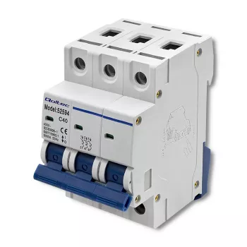 Qoltec 40A 3-polig dvärgbrytare med C-karakteristik MCB 4,5kA DIN-skena