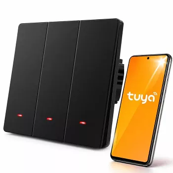 Qoltec 3-kanalig smart Wi-Fi pekbrytare för belysning, svart