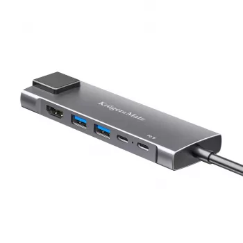 USB-C-hubb multiportadapter med HDMI 4K, 2x USB 3.0, USB-C-data, 100W PD, Gigabit Ethernet, Space Grey