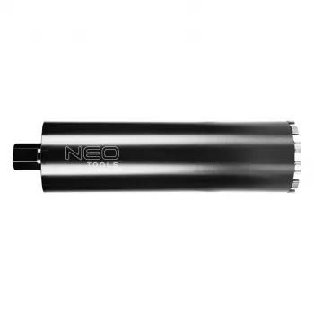 NEO TOOLS 57-864 diamantkärnborrkrona för kärnborrmaskiner, 122 mm diameter, 470 mm arbetslängd, 1 1/4 inch UNC-gänga, 11 segment, våtborrning, GRAPHITE PRO-serien