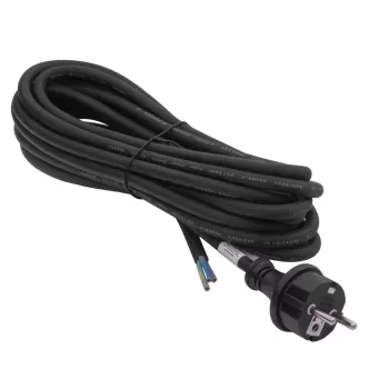 Akyga AK-OT-04S gummikabel H05RR-F 3 x 1,5 mm², CEE-7/7-kontakt till öppen ände, 5 m, svart