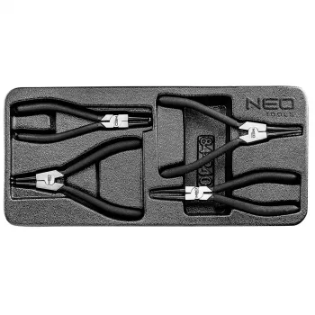 NEO TOOLS låsringstångset, 4-delat, inre/yttre raka och böjda, CrV-stål, 180 mm, TÜV-certifierat