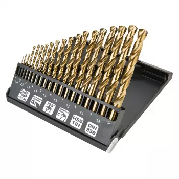 NEO TOOLS 19-delat HSS-TiN metallborrset 1,0–10,0 mm