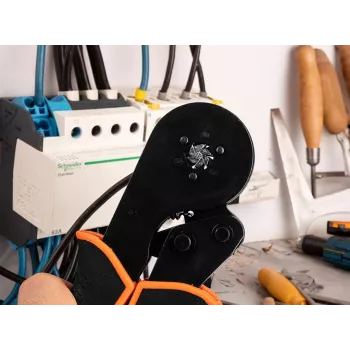 Automatisk spärrkrimptång för ändhylsor 0,25-16 mm² (AWG 23-5), fyrkantskrimp, 210 mm, ergonomiskt tvåkomponentshandtag, svart/orange